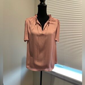 Loft Butterfly Sleeve with Ruffle Collar and v-neck tie Blouse